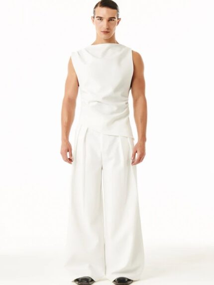 Saras Men’s Sleeveless White T-Shirt